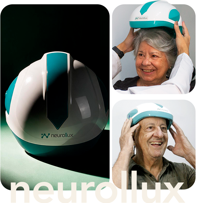 grid de imagens de pessoas usando capacete Neurollux